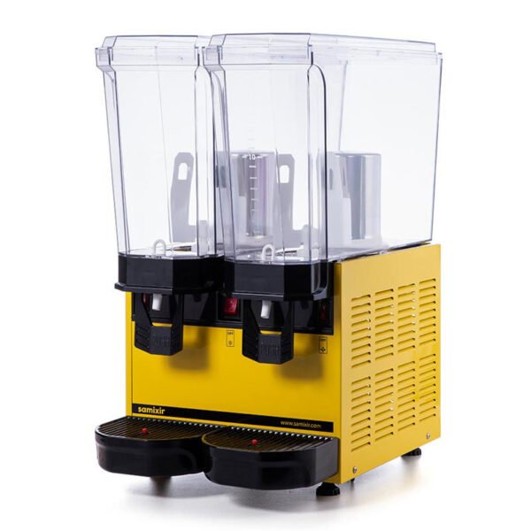 0000290 samixir classic twin cold drink dispenser 20 20 l mixer yellow