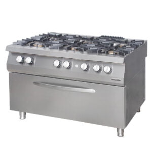 Öztiryakiler 900 Gas Cooking Unit, 6 Open Burners on Wide Gas Oven, Gas